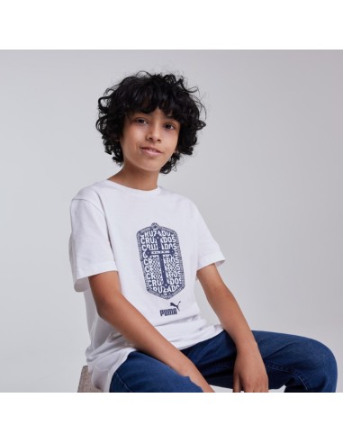 Polera Algodón PUMA White-Navy Niño 2025