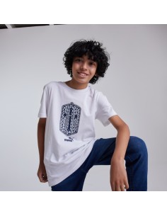 Polera Algodón PUMA White-Navy Niño 2025 2