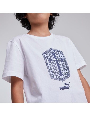 Polera Algodón PUMA White-Navy Niño 2025