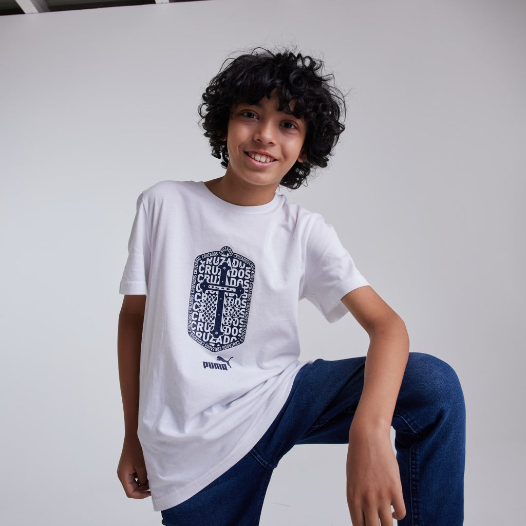 Polera de Algodón Blanca niño 2025