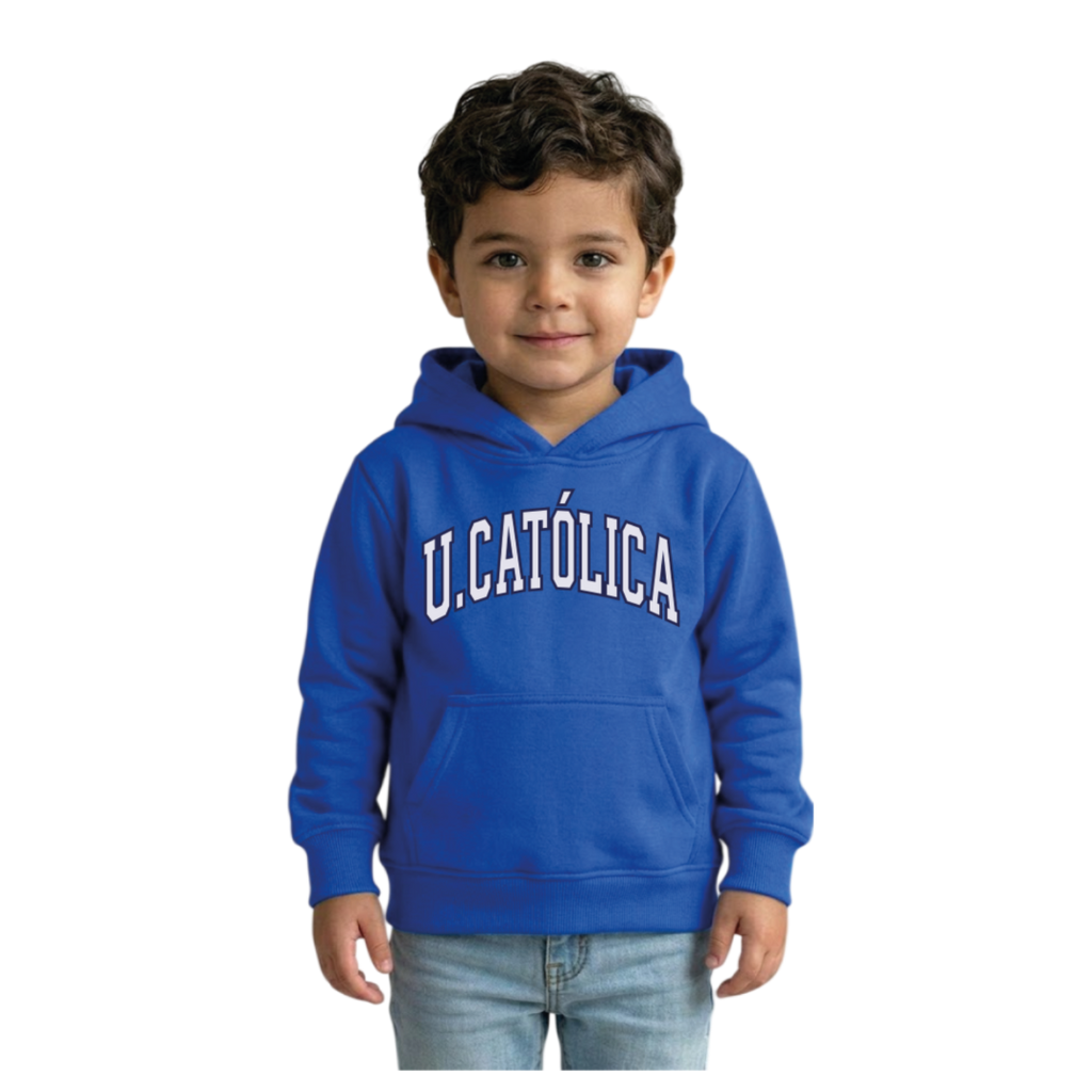 Polerón Canguro Azul Retro U.Católica
