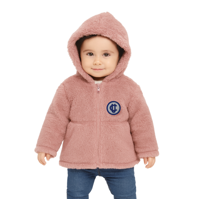 Polerón sherpa rosa con gorro